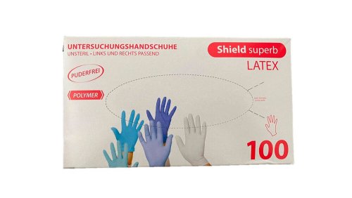 Shield Superb puderfreie Latex-Untersuchungshandschuhe 