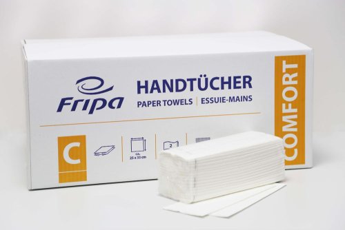 Fripa Papierhandtücher mit Dekorprägung Comfort hochweiß, 25 x 33 cm, C-Falz