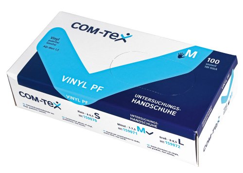 COM-TeX puderfreie Vinyl-Untersuchungshandschuhe 