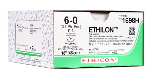 Ethilon monofil PS2  3/0  75 cm 7665H  (Pck. 36 Stück) 